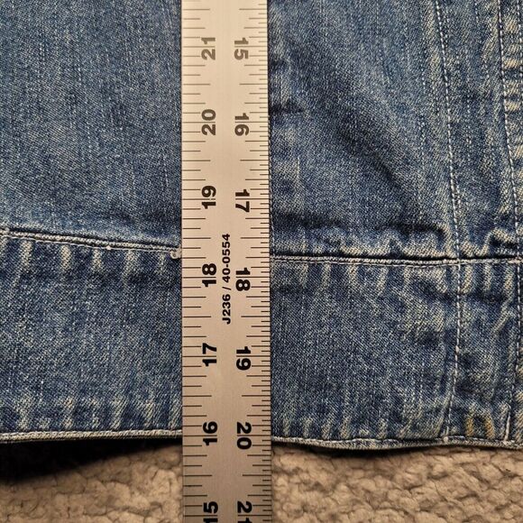 VTG Express Jacket Womens Medium Blue Denim Jean Zip Collared 90s Short Collared - Picture 10 of 10